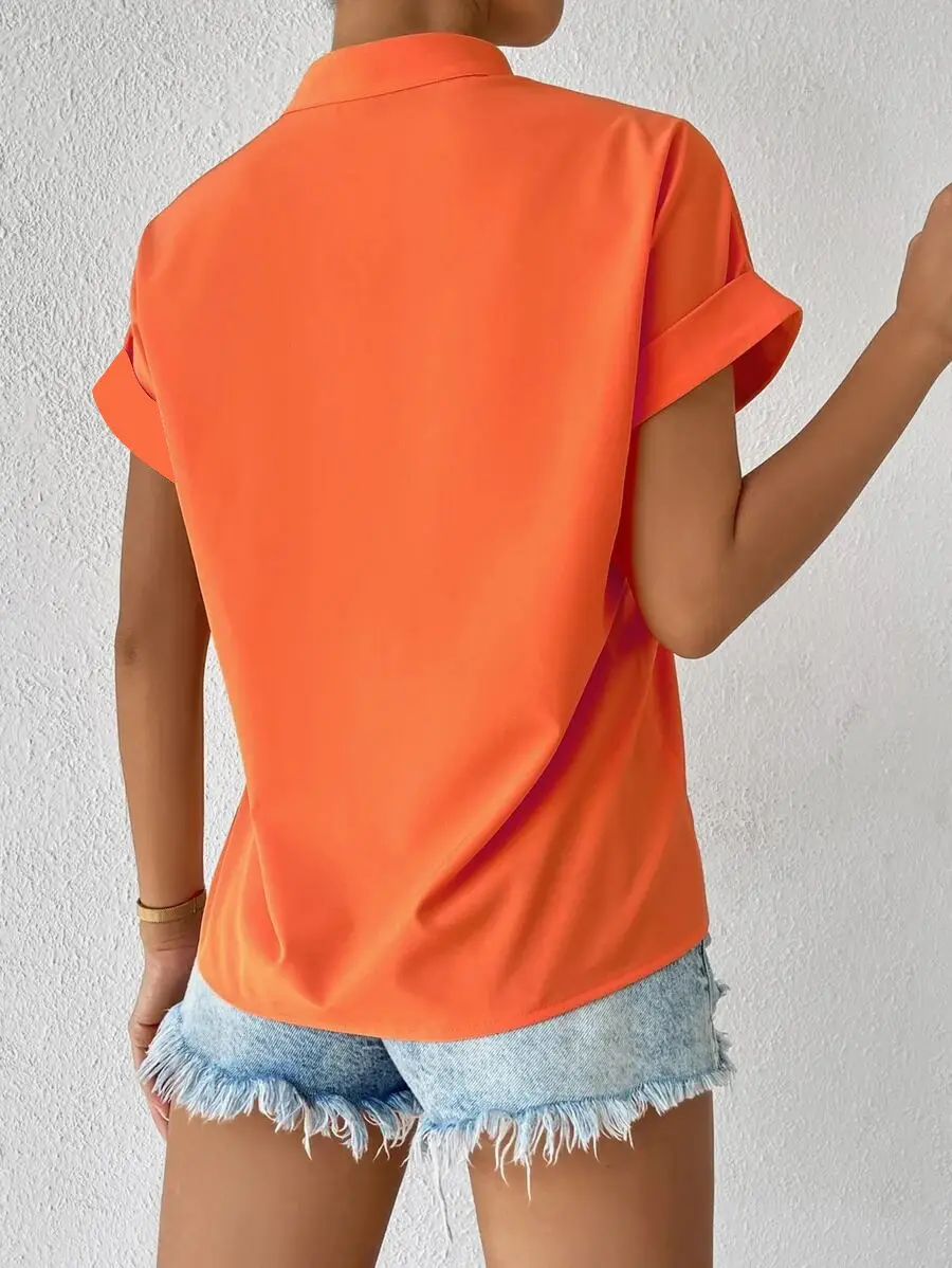 2023 Women's V Neck Button Down Shirt Set — feature 11