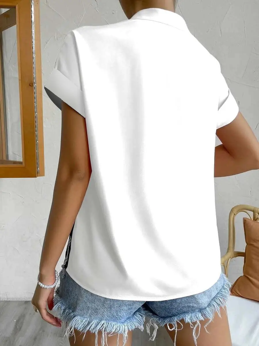 2023 Women's V Neck Button Down Shirt Set — feature 23