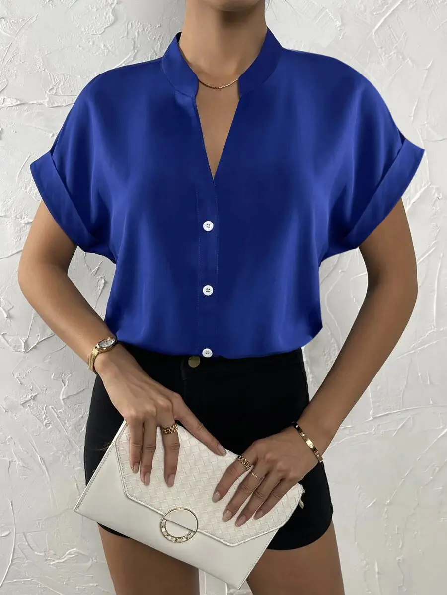 2023 Women's V Neck Button Down Shirt Set — feature 3