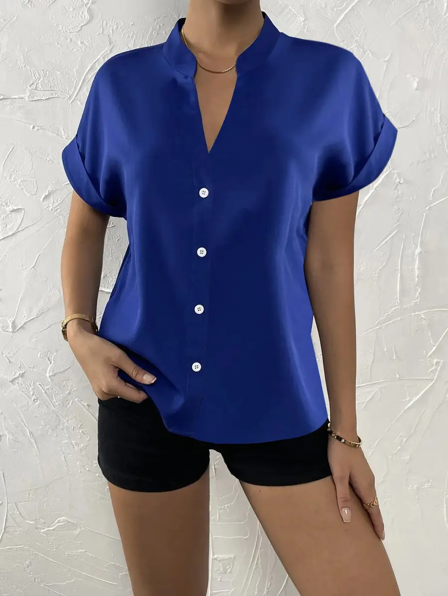 2023 Women's V Neck Button Down Shirt Set — feature 4