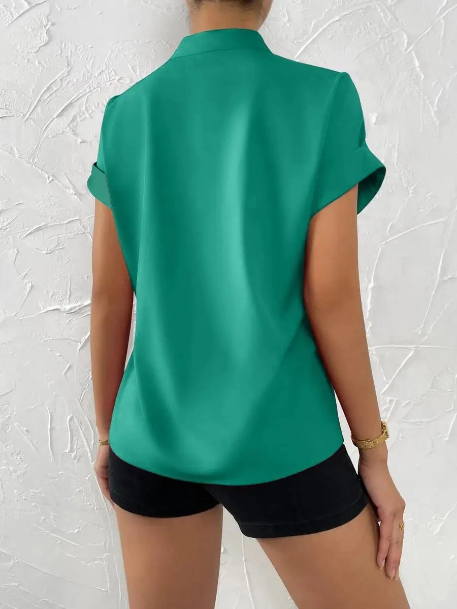 2023 Women's V Neck Button Down Shirt Set — feature 8