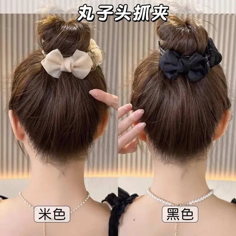Black Satin Bow Hairpin Clip for Women — feature 18