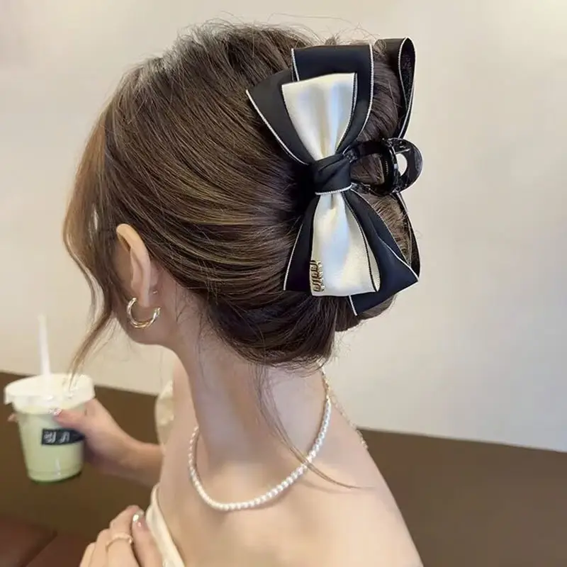 Black Satin Bow Hairpin Clip for Women — feature 25