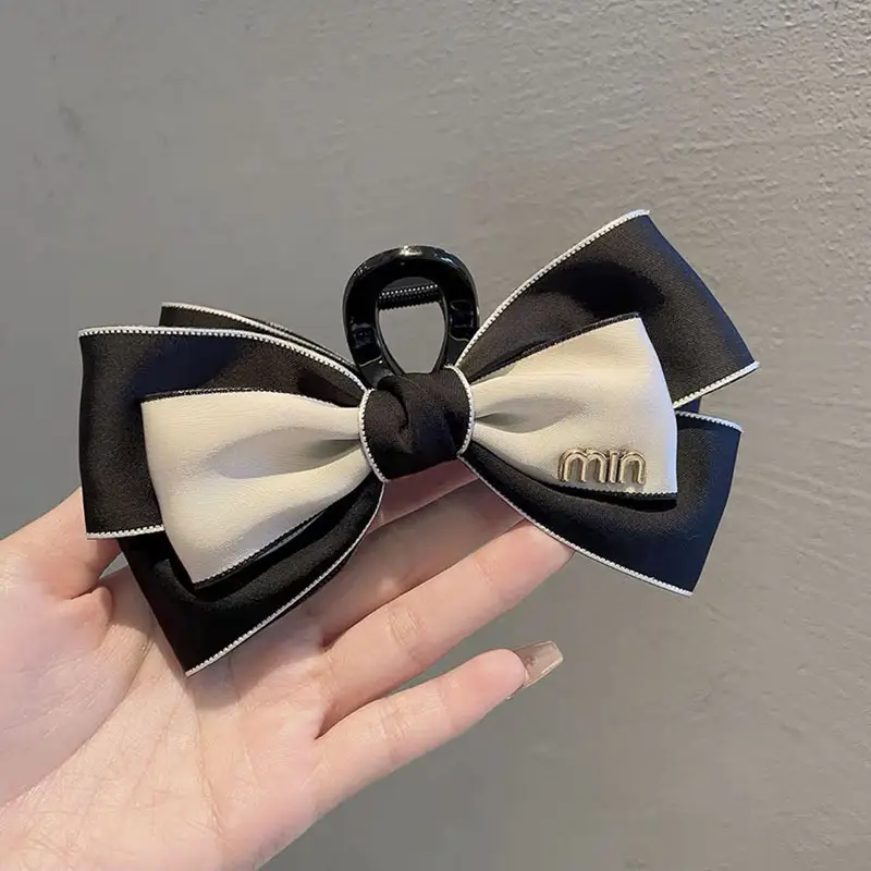 Black Satin Bow Hairpin Clip for Women — feature 40