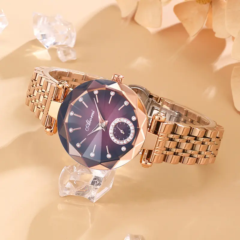 Turquoise Crystal Watch with Gold Steel Belt for Women - Image 4