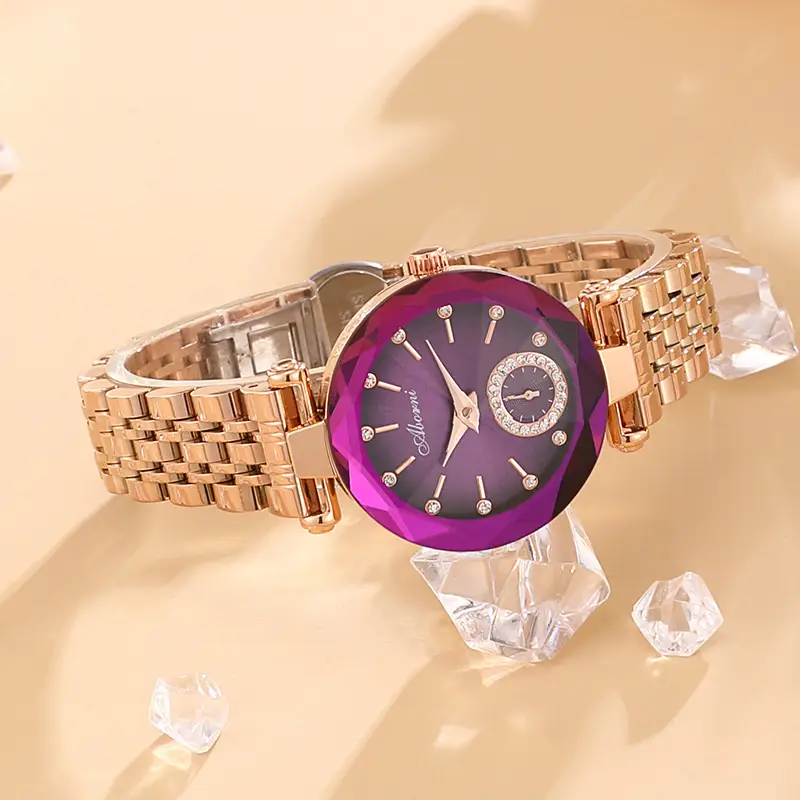 Turquoise Crystal Watch with Gold Steel Belt for Women - Image 5