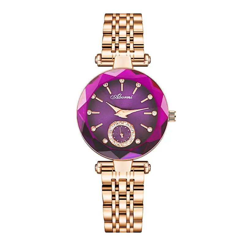 Turquoise Crystal Watch with Gold Steel Belt for Women - Image 7