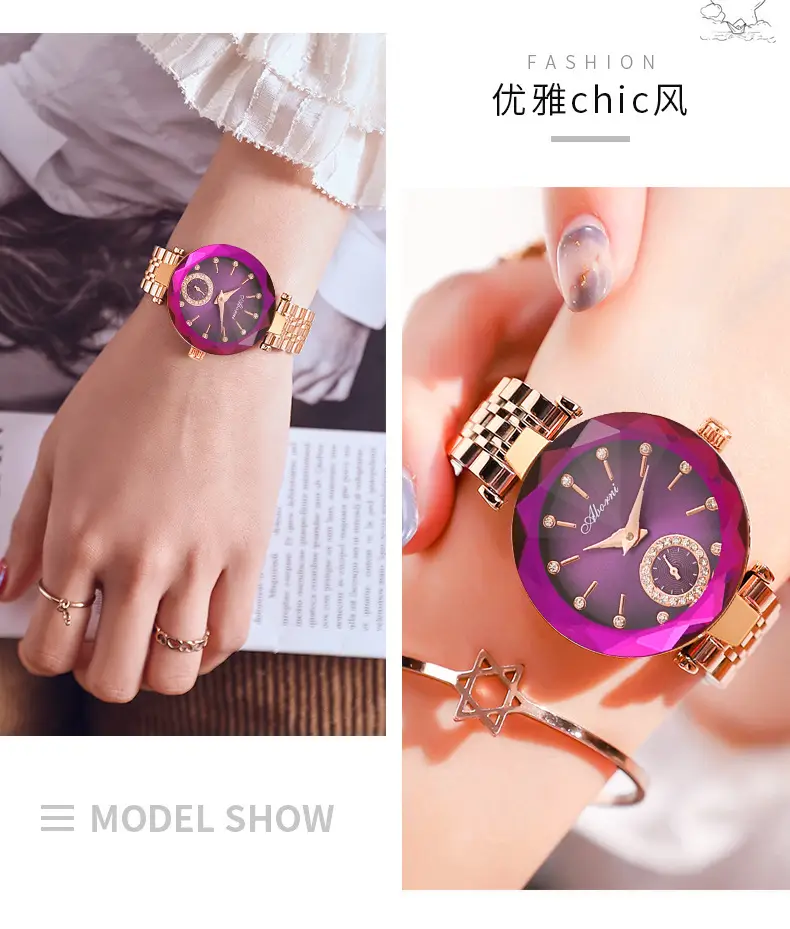 Turquoise Crystal Watch with Gold Steel Belt for Women — feature 10