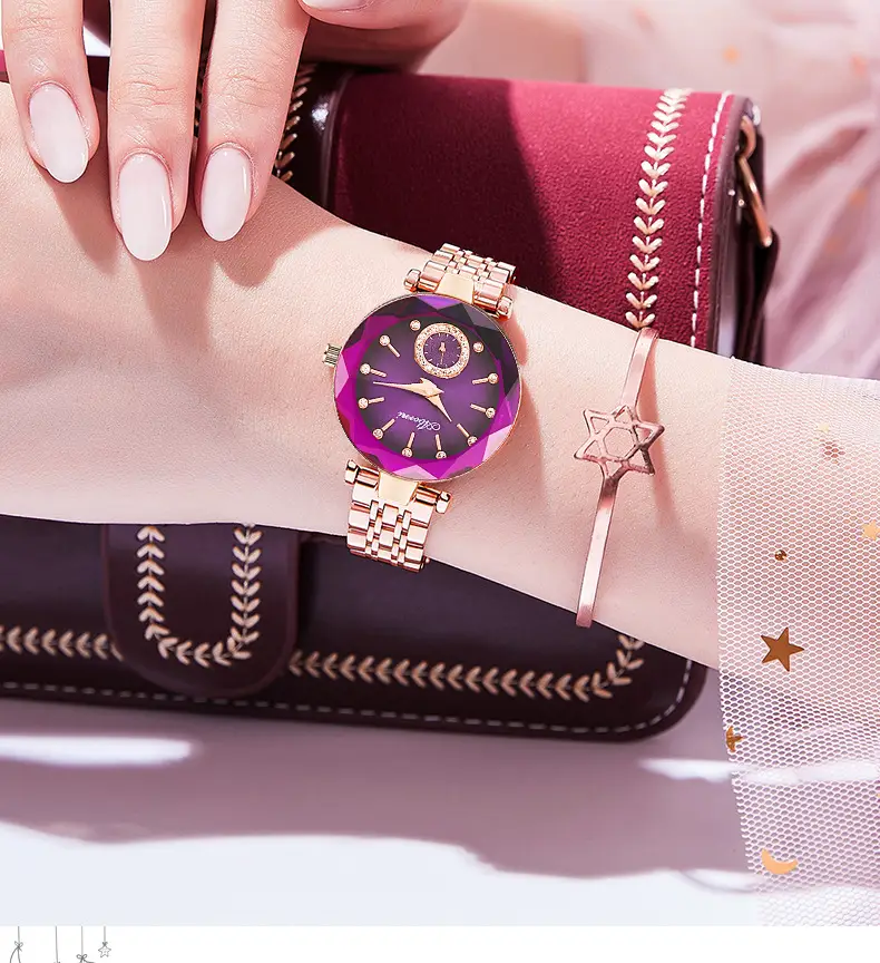 Turquoise Crystal Watch with Gold Steel Belt for Women — feature 12