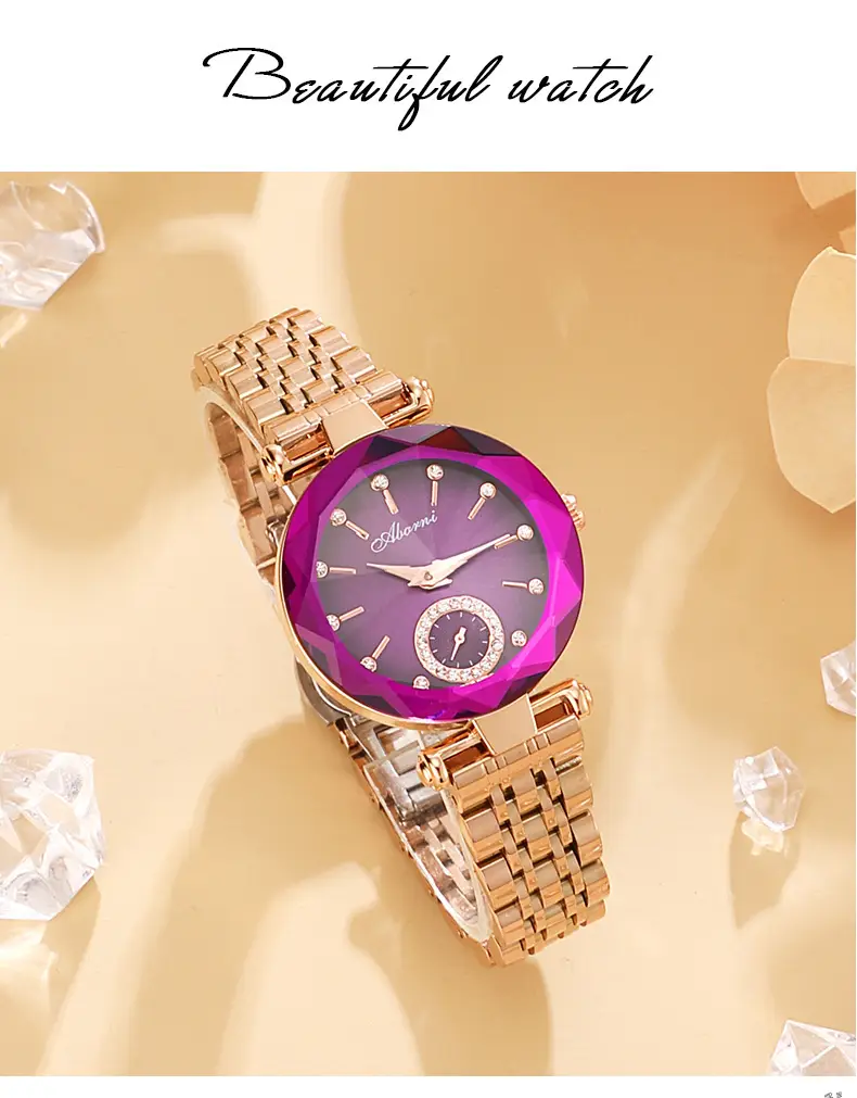 Turquoise Crystal Watch with Gold Steel Belt for Women — feature 15