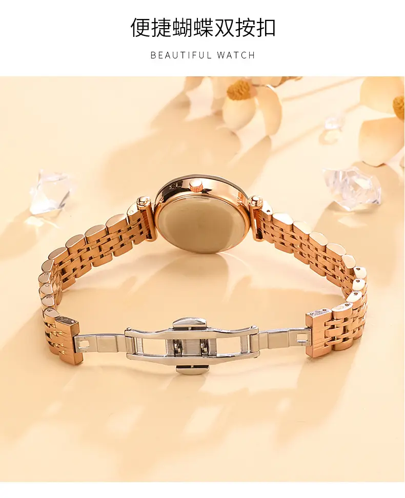 Turquoise Crystal Watch with Gold Steel Belt for Women — feature 18