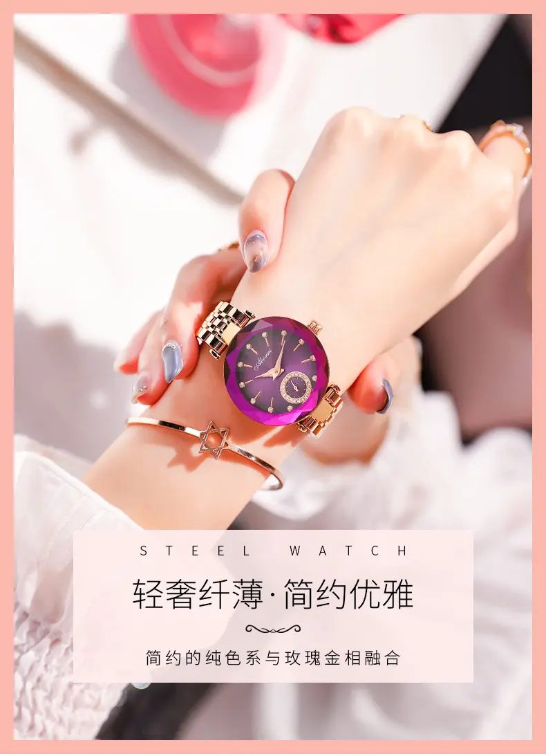 Turquoise Crystal Watch with Gold Steel Belt for Women — feature 4