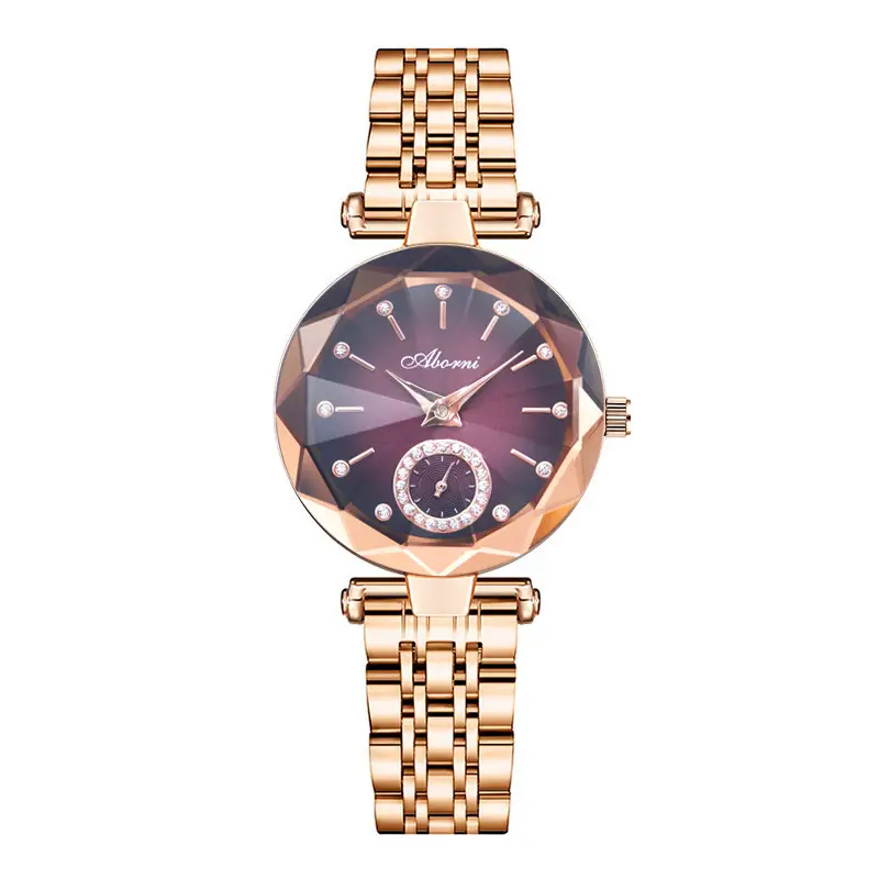 Turquoise Crystal Watch with Gold Steel Belt for Women - Image 2