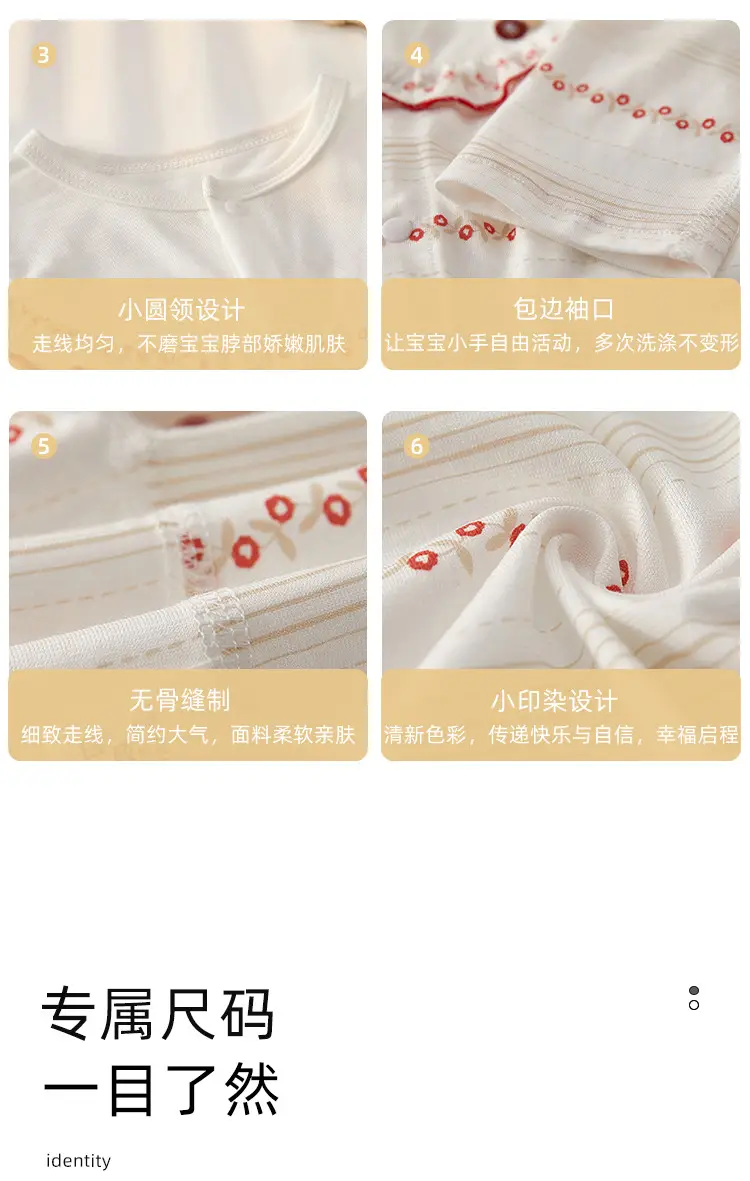 Baby Pajamas Pure Cotton Summer Set White Striped — feature 11