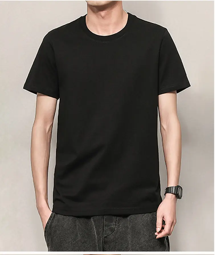 Men's Thin Pure Cotton Summer T-Shirt Brown Round Neck — feature 12