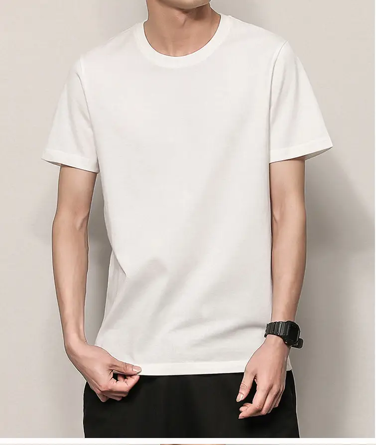 Men's Thin Pure Cotton Summer T-Shirt Brown Round Neck — feature 13