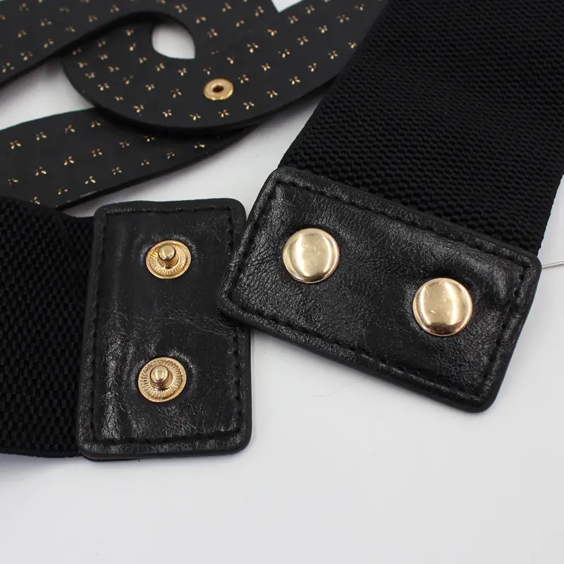 Women's Black Rivet Belt with Elastic Waist - Image 5