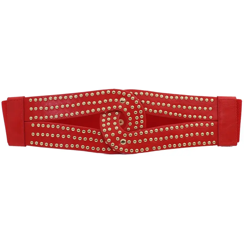 Women's Black Rivet Belt with Elastic Waist