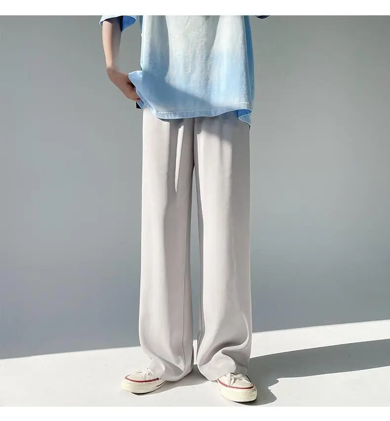 Men Ice Silk Wide Leg Pants Loose Draping Summer Casual — feature 10