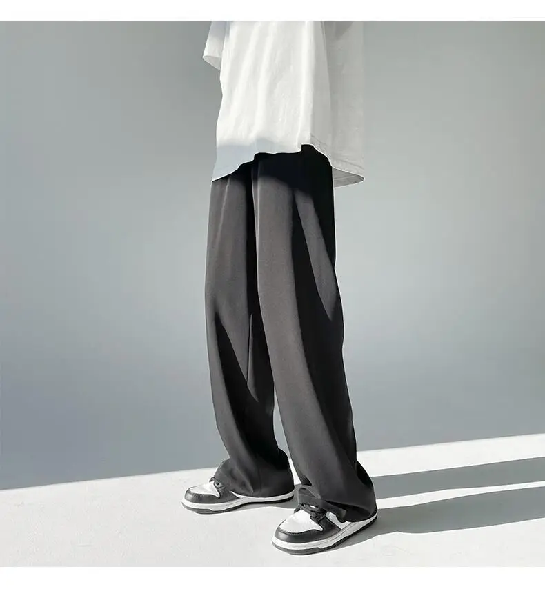 Men Ice Silk Wide Leg Pants Loose Draping Summer Casual — feature 15