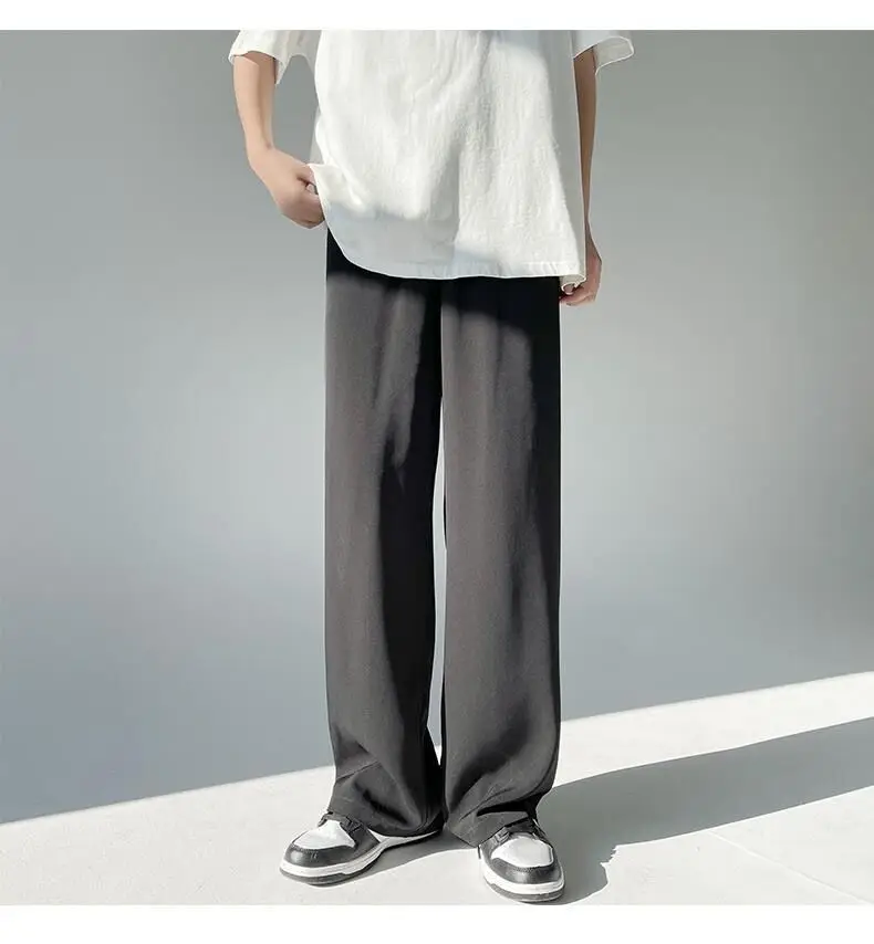 Men Ice Silk Wide Leg Pants Loose Draping Summer Casual — feature 16