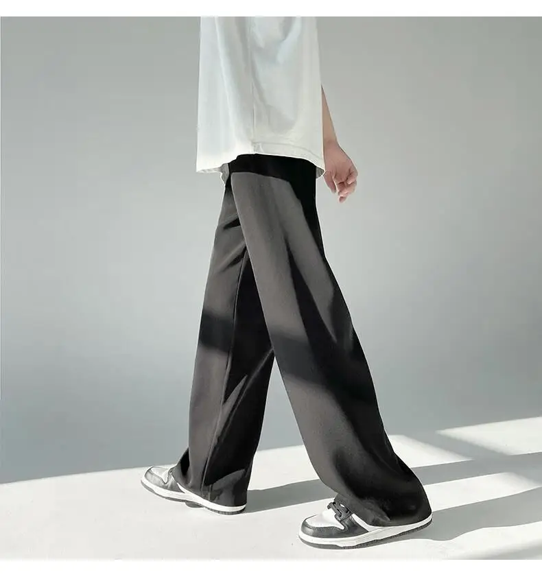 Men Ice Silk Wide Leg Pants Loose Draping Summer Casual — feature 17