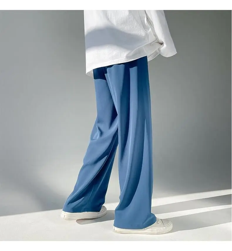 Men Ice Silk Wide Leg Pants Loose Draping Summer Casual — feature 18