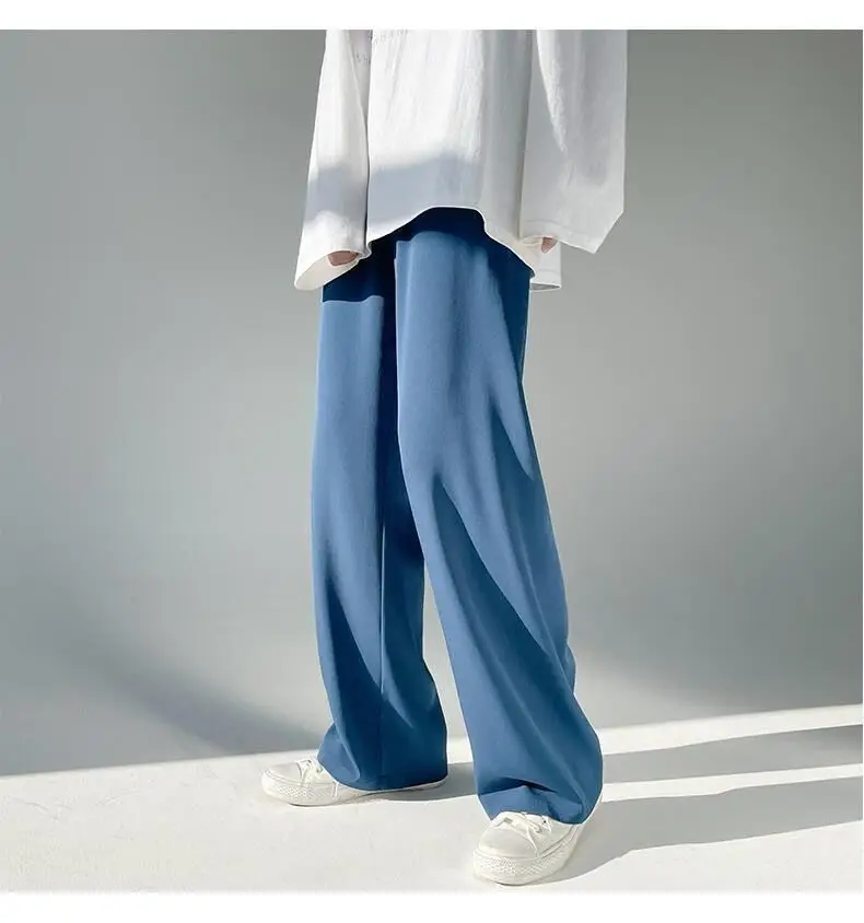 Men Ice Silk Wide Leg Pants Loose Draping Summer Casual — feature 19
