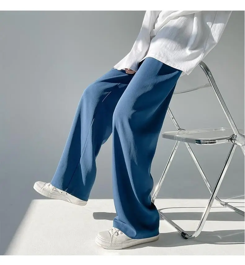 Men Ice Silk Wide Leg Pants Loose Draping Summer Casual — feature 20