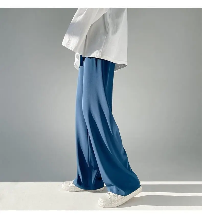 Men Ice Silk Wide Leg Pants Loose Draping Summer Casual — feature 21