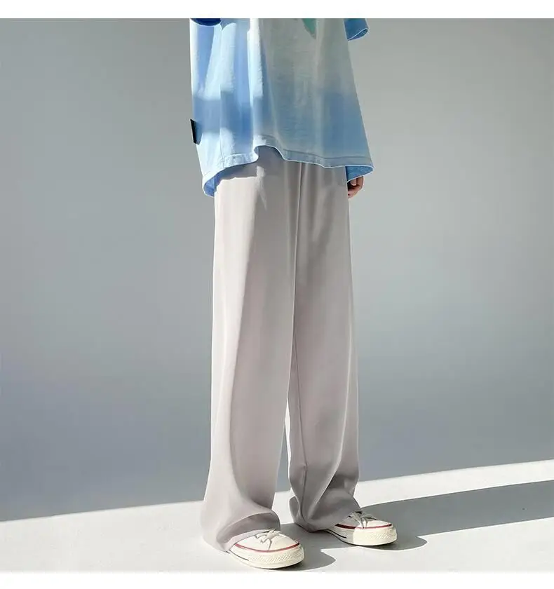 Men Ice Silk Wide Leg Pants Loose Draping Summer Casual — feature 6