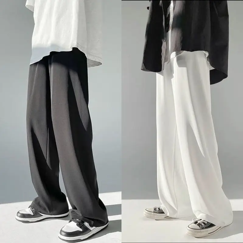 Men Ice Silk Wide Leg Pants Loose Draping Summer Casual - Image 2