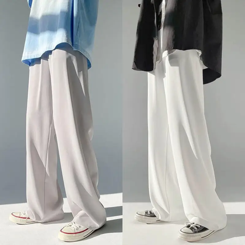 Men Ice Silk Wide Leg Pants Loose Draping Summer Casual - Image 3