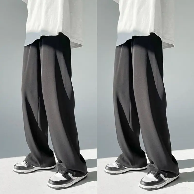 Men Ice Silk Wide Leg Pants Loose Draping Summer Casual - Image 4