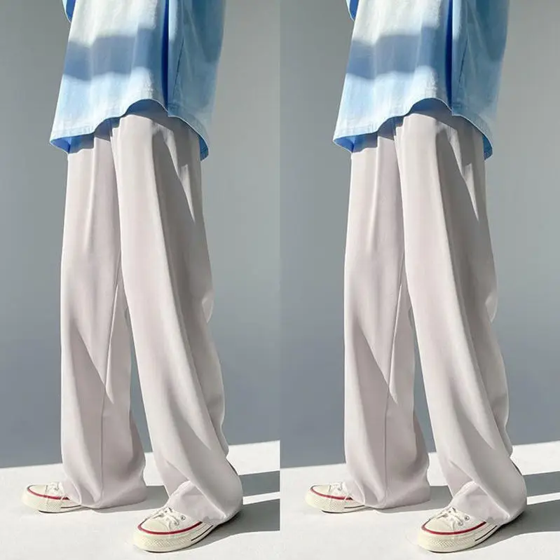 Men Ice Silk Wide Leg Pants Loose Draping Summer Casual - Image 5