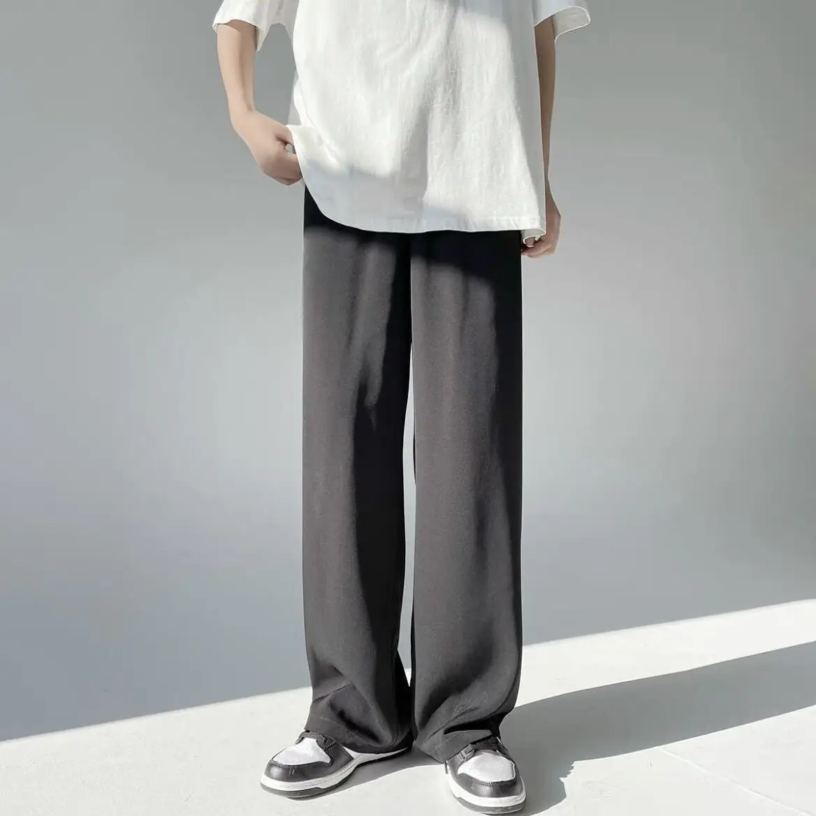 Men Ice Silk Wide Leg Pants Loose Draping Summer Casual - Image 7