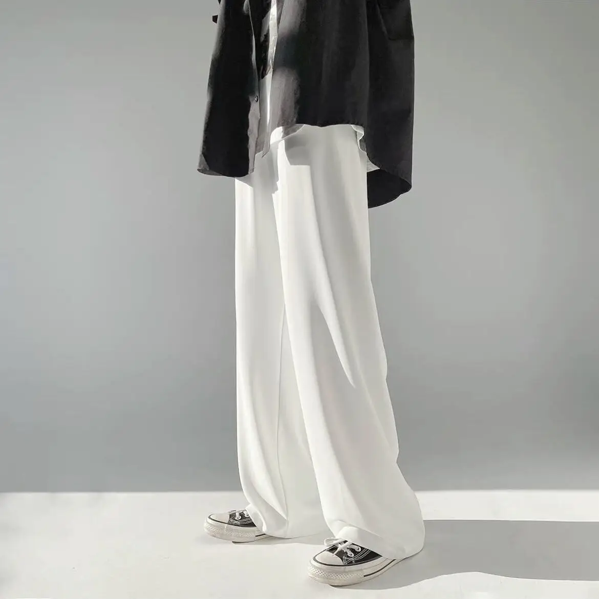Men Ice Silk Wide Leg Pants Loose Draping Summer Casual - Image 9