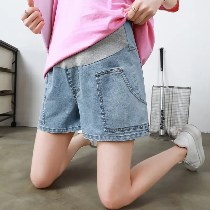 New Pregnant Women Denim Shorts Summer Plus Size High Stretch - Image 3