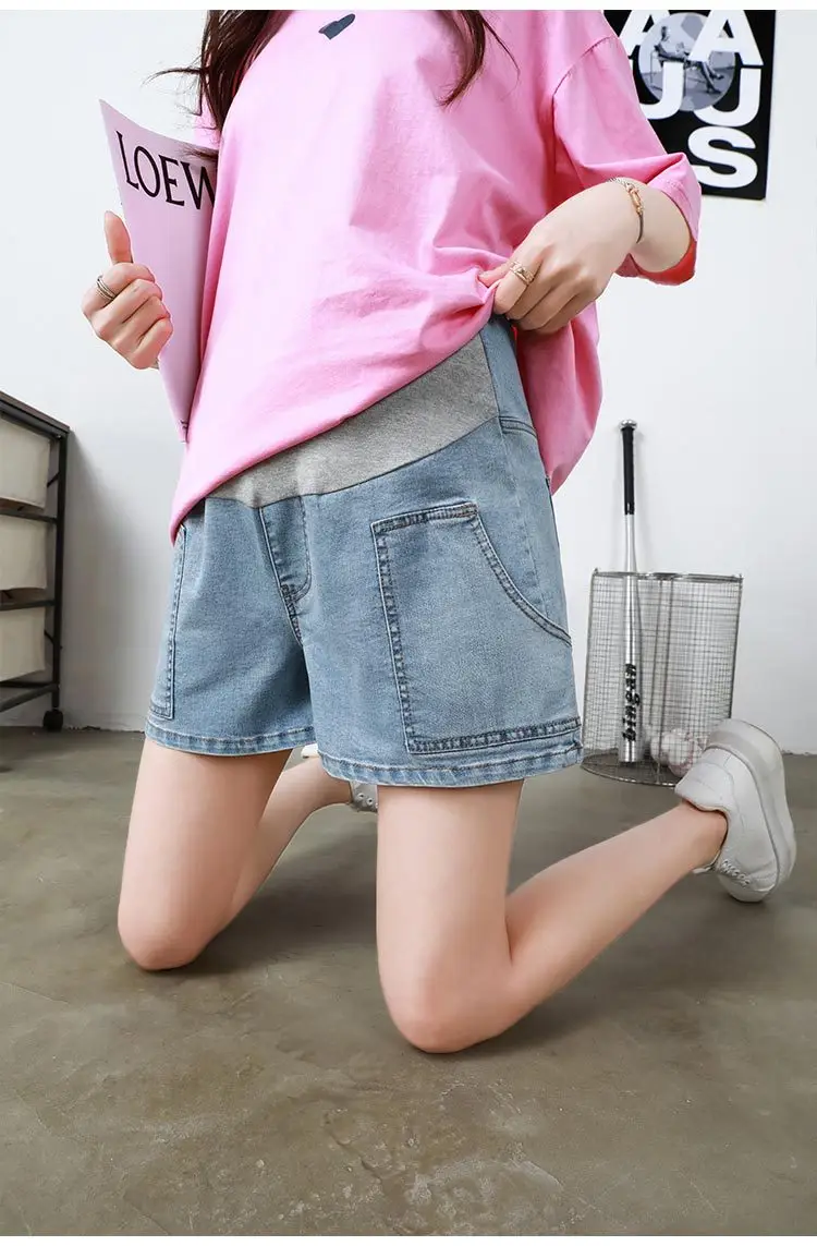 New Pregnant Women Denim Shorts Summer Plus Size High Stretch — feature 22