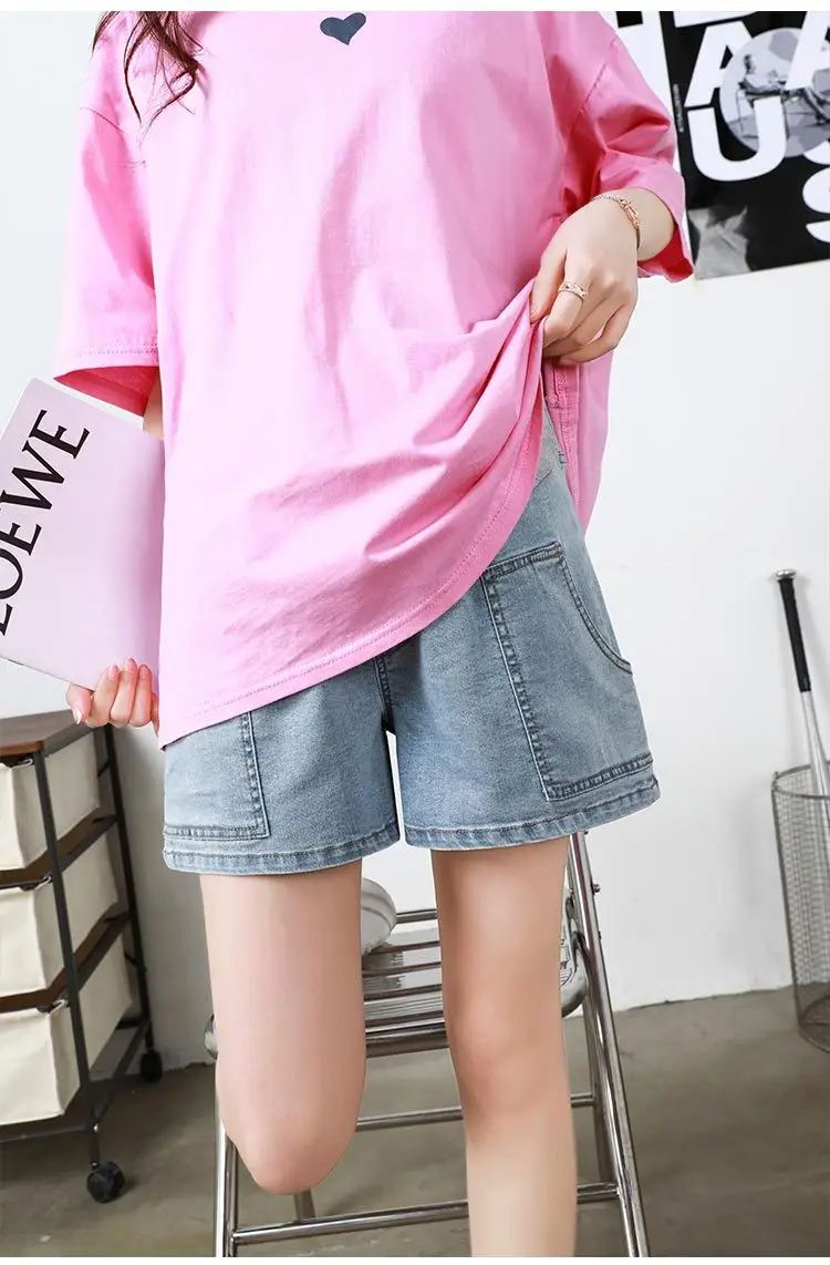 New Pregnant Women Denim Shorts Summer Plus Size High Stretch — feature 24