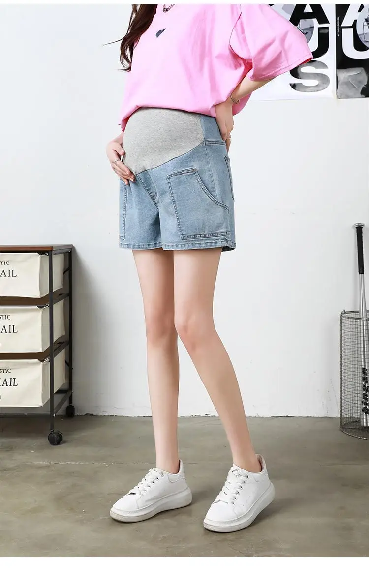 New Pregnant Women Denim Shorts Summer Plus Size High Stretch — feature 25