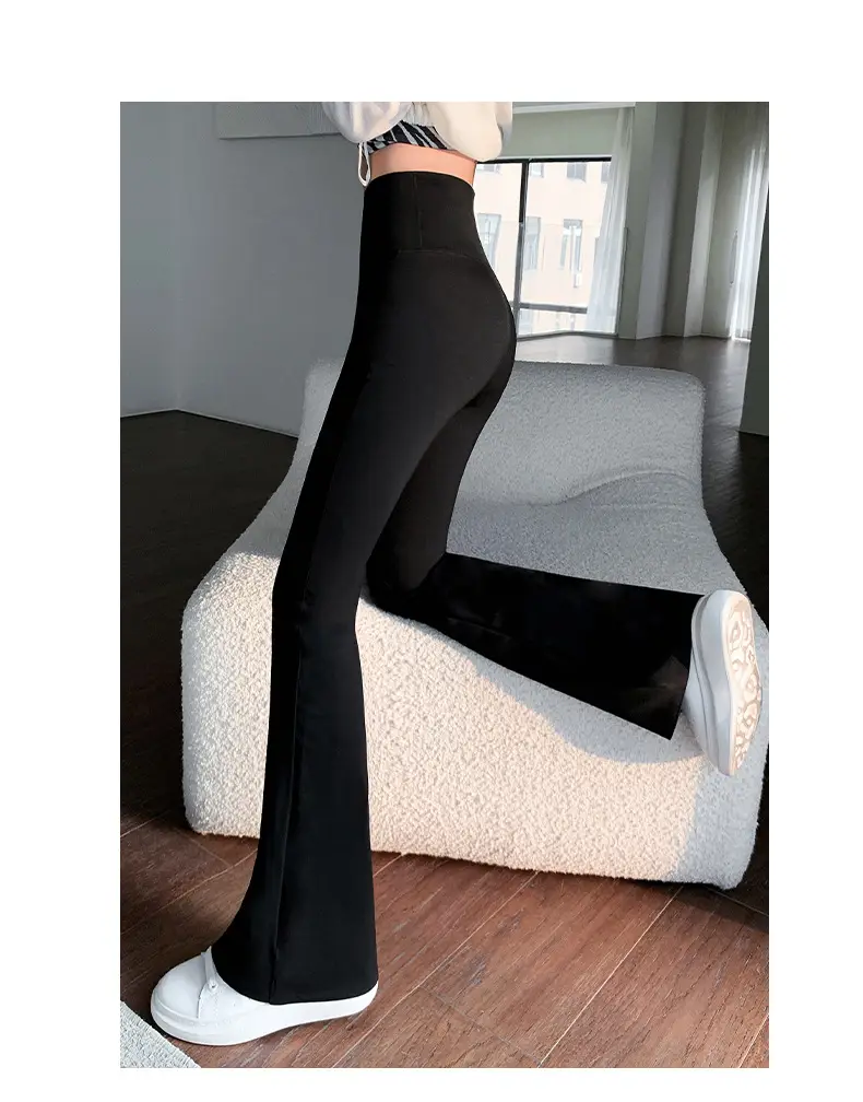 Women's Slim Fit Shark Pants Black Micro-Horn High Waist — feature 25
