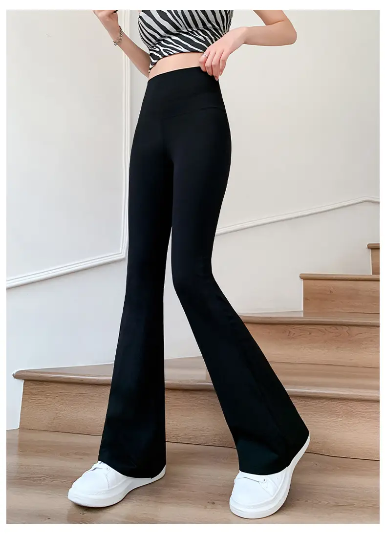 Women's Slim Fit Shark Pants Black Micro-Horn High Waist — feature 29