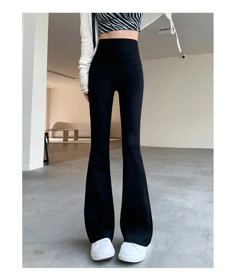 Women's Slim Fit Shark Pants Black Micro-Horn High Waist — feature 30