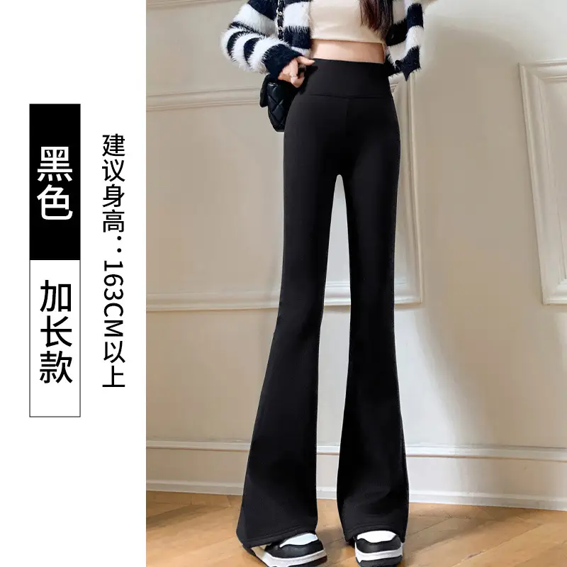 Women's Slim Fit Shark Pants Black Micro-Horn High Waist - Image 2