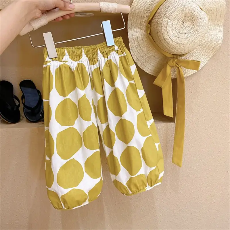 Girls Korean Pastoral Backless Vests Polka Dot Bloomers Set