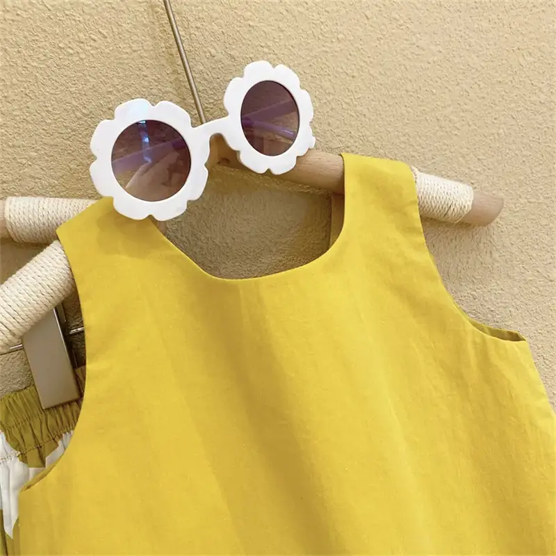 Girls Korean Pastoral Backless Vests Polka Dot Bloomers Set — feature 7