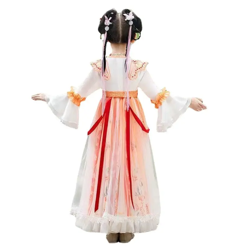 Girls Chinese Hanfu Dress Pink Veil Skirt Spring Summer - Image 6