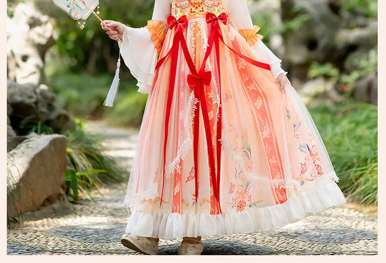 Girls Chinese Hanfu Dress Pink Veil Skirt Spring Summer — feature 11