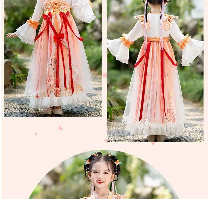 Girls Chinese Hanfu Dress Pink Veil Skirt Spring Summer — feature 8